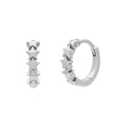 925 Sterling Silver Star Huggie brincos para mulheres jóias de moda