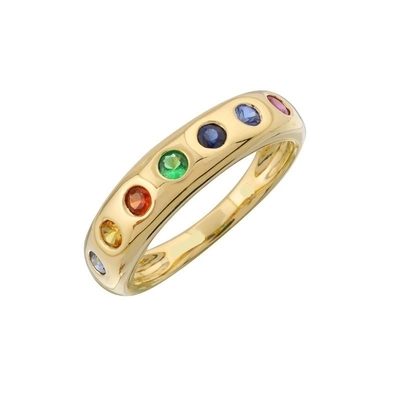 Pedras multicoloridas empilhando anel de moda jóias para meninas em 925 Sterling Silver Band