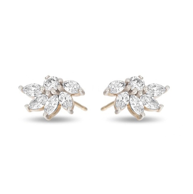 925 Brincos de Flor de Prata OEM CZ Brincos de Brincos de Prata Placados em Ouro