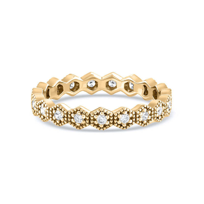 Moda Eternidade Forma Geométrica Cubico Zirconia Anel empilhável Banda para Mulheres