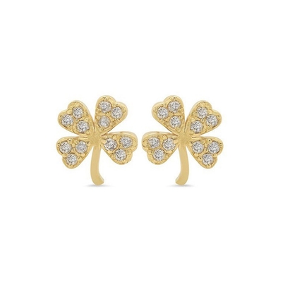 18K ouro revestido 925 Sterling Prata Clover Stud brincos