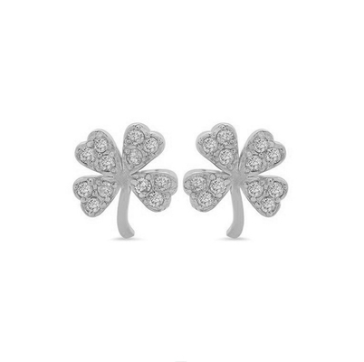 18K ouro revestido 925 Sterling Prata Clover Stud brincos