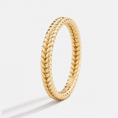 Joalharia fina 18K ouro revestido 925 Sterling Silver Wheat Ring para mulheres