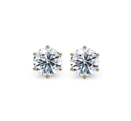 Seis garras Branco CZ Stud brincos 925 Sterling Prata 18K cúbico Zirconia Stud brincos