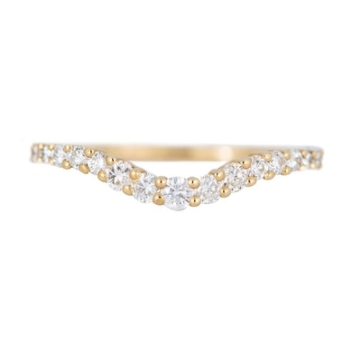 925 Sterling Silver Curved Diamond CZ Anel de Noivado