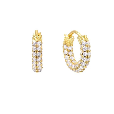 18K ouro cúbico Zirconia Loop brincos ECO amigável 925 brincos de prata esterlina
