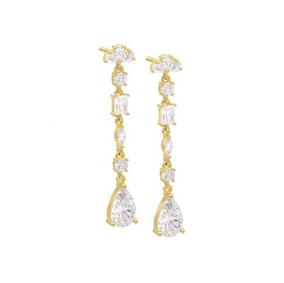 Inspiração Religiosa S925 Pedras preciosas de prata esterlina brincos de queda em ouro 18K