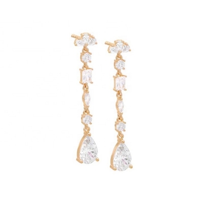 Inspiração Religiosa S925 Pedras preciosas de prata esterlina brincos de queda em ouro 18K