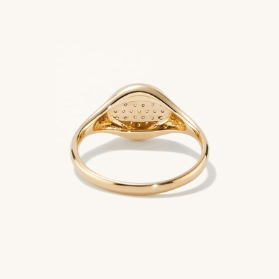 OEM ODM Mens 14K Gold Signet Ring Feminino Zircon Gold Ring Personalizado