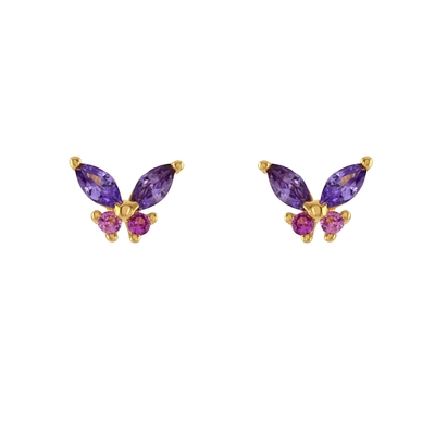 18K Ouro Marquise Cut Turquesa CZ 925 Sterling Silver Butterfly Stud brincos para mulheres