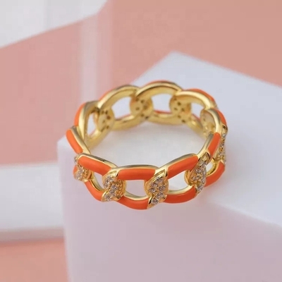925 Sterling Silver Twist Ring Anéis de noivado de mulheres de esmalte dourado
