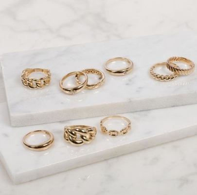 Impressionante Barroco 14K Dourado Gradiente Twist 925 Sterling Silver Feminino Anel
