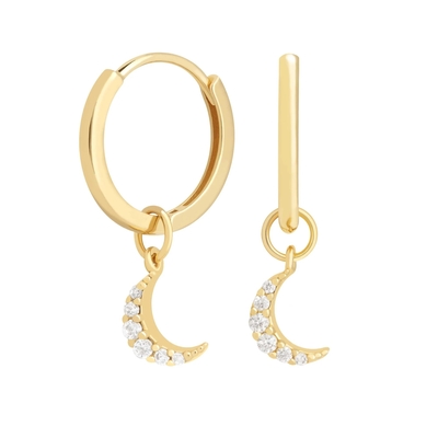 Dangle Moon Hoop brincos 925 prata para mulheres ouro brasileiro 18K joias personalizadas