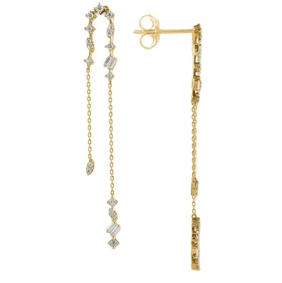 2024 Brasileiro Placado em Ouro Drop Chain Brilhantes Mulheres 925 Brilhantes de Prata Esterlina