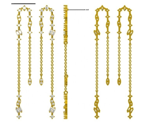 2024 Brasileiro Placado em Ouro Drop Chain Brilhantes Mulheres 925 Brilhantes de Prata Esterlina