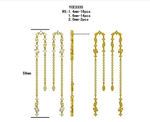 2024 Brasileiro Placado em Ouro Drop Chain Brilhantes Mulheres 925 Brilhantes de Prata Esterlina