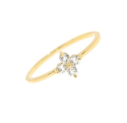 Elegante ouro de 18 quilates Vermeil Quatro Topazes Pedras preciosas Flor 925 Anéis de prata esterlina