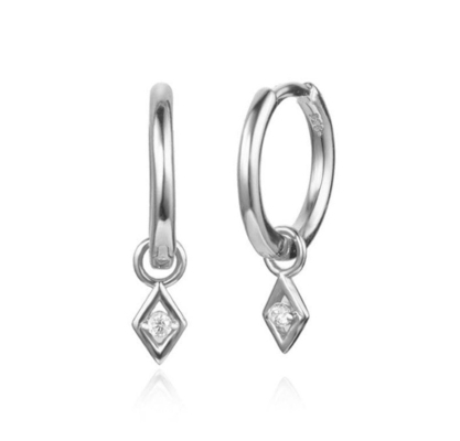 Opção Cor Pedra Moderna 18k Ouro Vermelho Revestido Anel Dangle em 925 Sterling Silver
