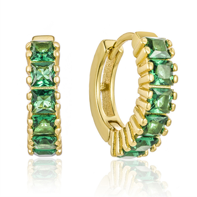 925 Princesa de prata esterlina verde CZ brincos de diamante para o olhar contemporâneo das mulheres