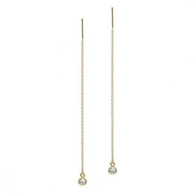 925 prata esterlina simplesmente 18k ouro bandeira feminina Brinco de encadeador de cadeia de gotas