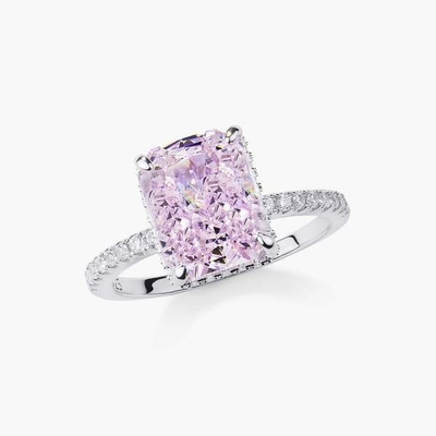 Baguete prateado diamante azul 5A corte de gelo CZ Anel de noivado de casamento para mulheres 925 prata esterlina
