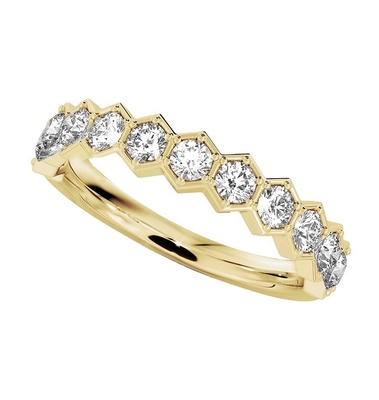 US5-US11 Honeycomb Wedding Band Revestido em Ouro 925 Sterling Silver Ring