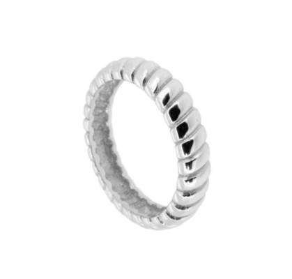 Largura 6 mm Anel de noivado de prata 18K Ouro de Ródio Cor de prata