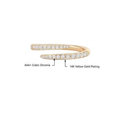 14K de ouro revestido de zircônio cúbico Open Twist Eternity Band Ring ECO Friendly