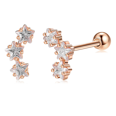 18K de ouro revestido 925 Sterling Star de prata cúbica Zirconia Stud brincos para mulheres acessórios