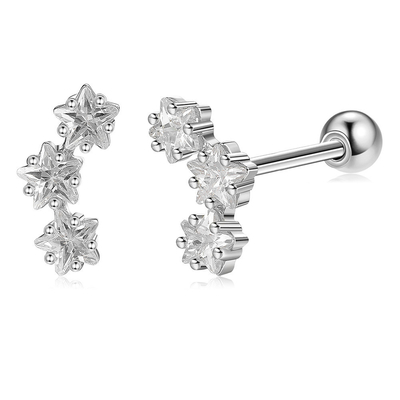 18K de ouro revestido 925 Sterling Star de prata cúbica Zirconia Stud brincos para mulheres acessórios