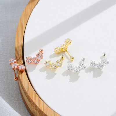 18K de ouro revestido 925 Sterling Star de prata cúbica Zirconia Stud brincos para mulheres acessórios