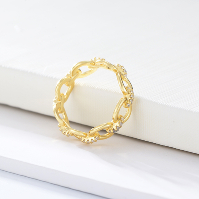 Delicada forma de cadeia CZ Diamantes Eternidade Anéis 925 prata esterlina para jóias masculinas