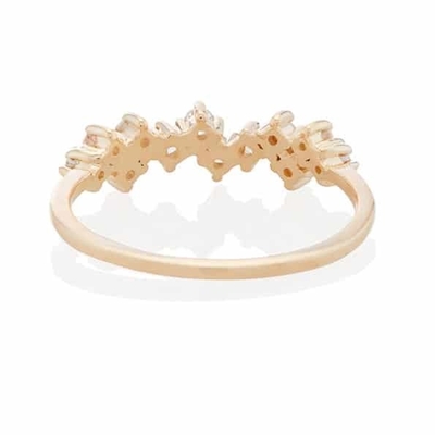 925 Sterling Silver Jewelry Prong Setting Mini Clear CZ Band Rings para Mulheres Sterling