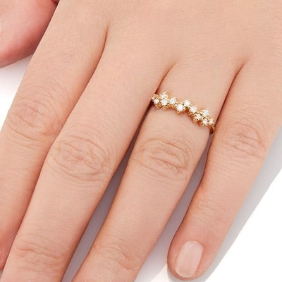 925 Sterling Silver Jewelry Prong Setting Mini Clear CZ Band Rings para Mulheres Sterling