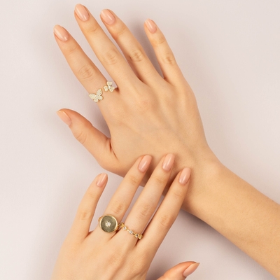 925 Sterling Silver Simply 18K Gold Vermeil Prong Setting Eternity Band Anéis de Mulheres Delgadas