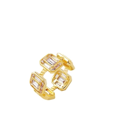 Esmeralda Branca CZ Mulheres Eternidade Banda Baguete 18K Ouro 925 Sterling Anéis de Prata