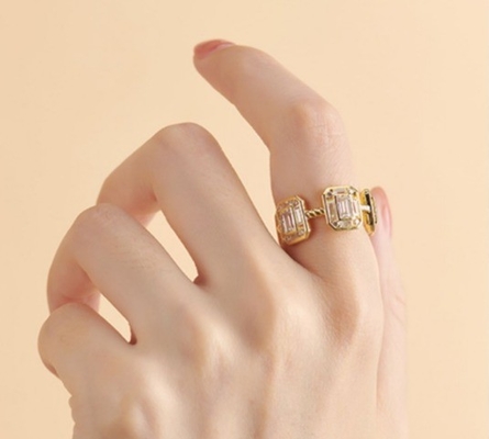 Esmeralda Branca CZ Mulheres Eternidade Banda Baguete 18K Ouro 925 Sterling Anéis de Prata