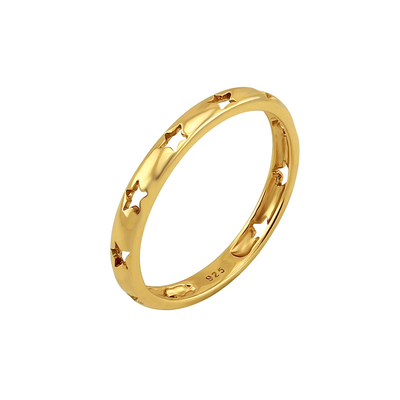 Star Hollow Eternity Band Anéis em 925 Prata Jóias com 18K de ouro