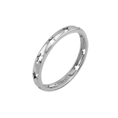 Star Hollow Eternity Band Anéis em 925 Prata Jóias com 18K de ouro