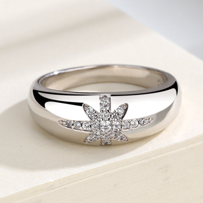 Unisex Alibaba-Online-Shopping Anéis de Banda Starburst Revestidos de Ouro em Prata Esterlina 925