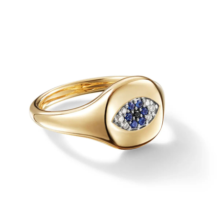 Colecionáveis de cabo brasileiro Evil Eye Mini Pinky Ring 18K Ouro Branco CZ 925 Prata