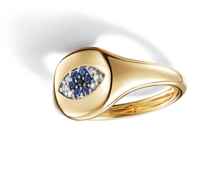 Colecionáveis de cabo brasileiro Evil Eye Mini Pinky Ring 18K Ouro Branco CZ 925 Prata