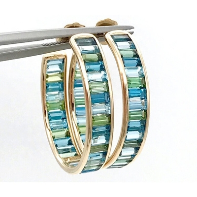Joias Materiais principais Baguete de prata Topaz azul e verde Cintos de estúdio para estilo clássico