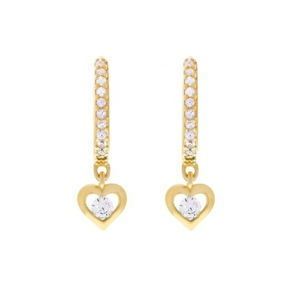 Mini Dangle Heart CZ Huggie Aurélio Revestido em Ouro Adicionar um toque de glamour ao seu visual