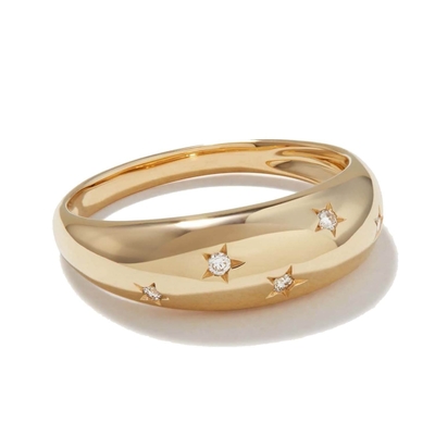 Eternity Band Anéis Brasileiros 18K Ouro Joalharia Estrela 925 Sterling Silver Dome Anel Feminino