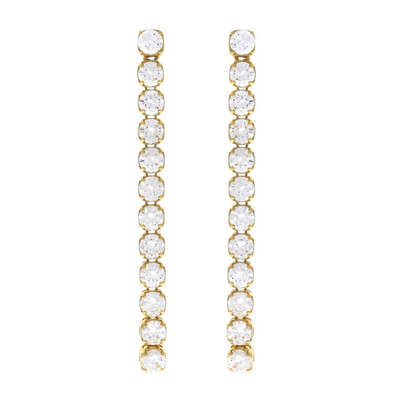 Noivado Ocasião Rodio Revestido 925 Sterling Silver Glittery Chain Tennis Drop Brincos