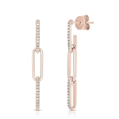 Retro Paperclip Rectangular Chain Earrings em 925 Sterling Silver para a noite das senhoras