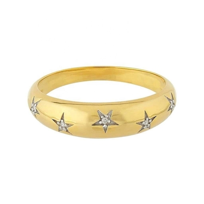 Anéis de ouro 14k 18k Chunky Star Set Diamond Band Anel para roupas elegantes