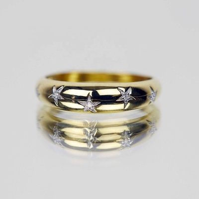 Anéis de ouro 14k 18k Chunky Star Set Diamond Band Anel para roupas elegantes