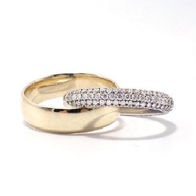 Moda Anéis de roda Unisex Anéis de roda de diamante com cúpula Banda larga de ouro Recheado de prata esterlina